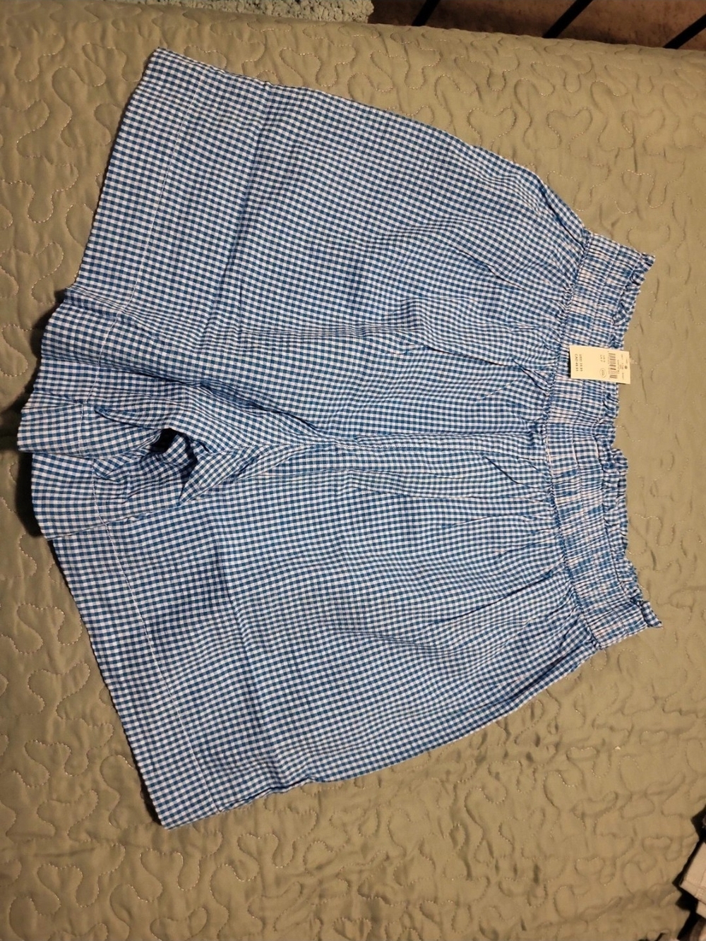 aerie Blue Gingham High-Waist Elastic Shorts - Picture 5 of 5
